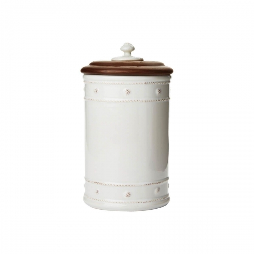 Berry & Thread Whitewash Canister with Wooden Lid, Small